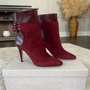Jimmy Choo, Bordeaux Red Suede Calf Boot